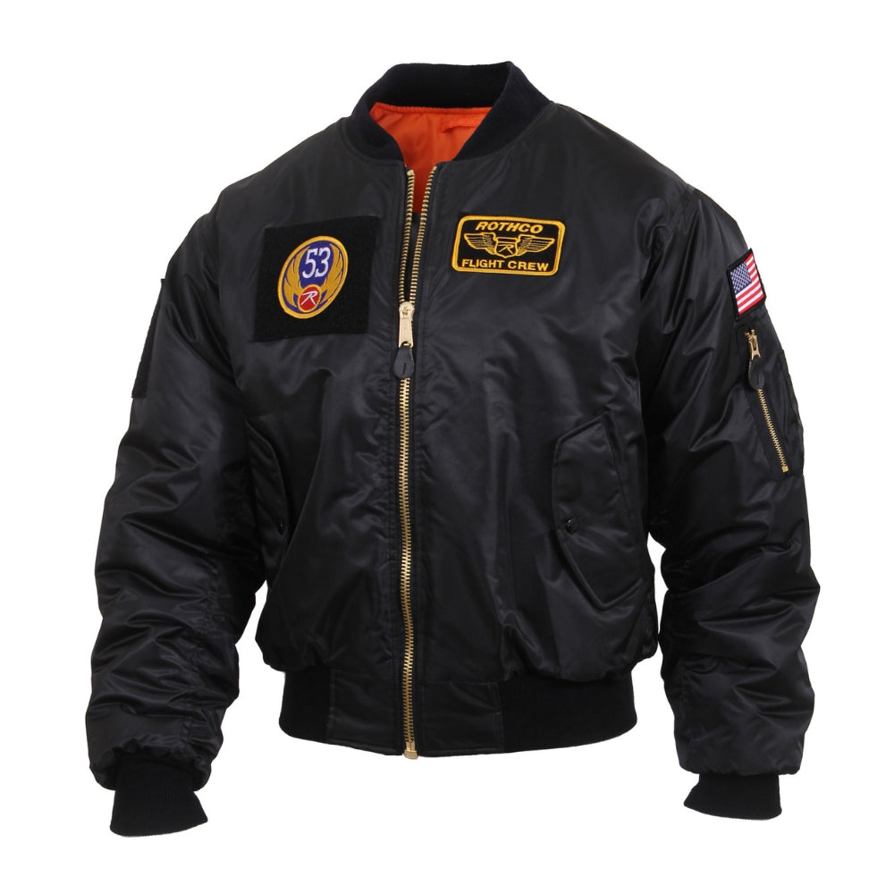 Rothco MA-1 Flight Jacket with Patches (Black) | All Security Equipment - 2