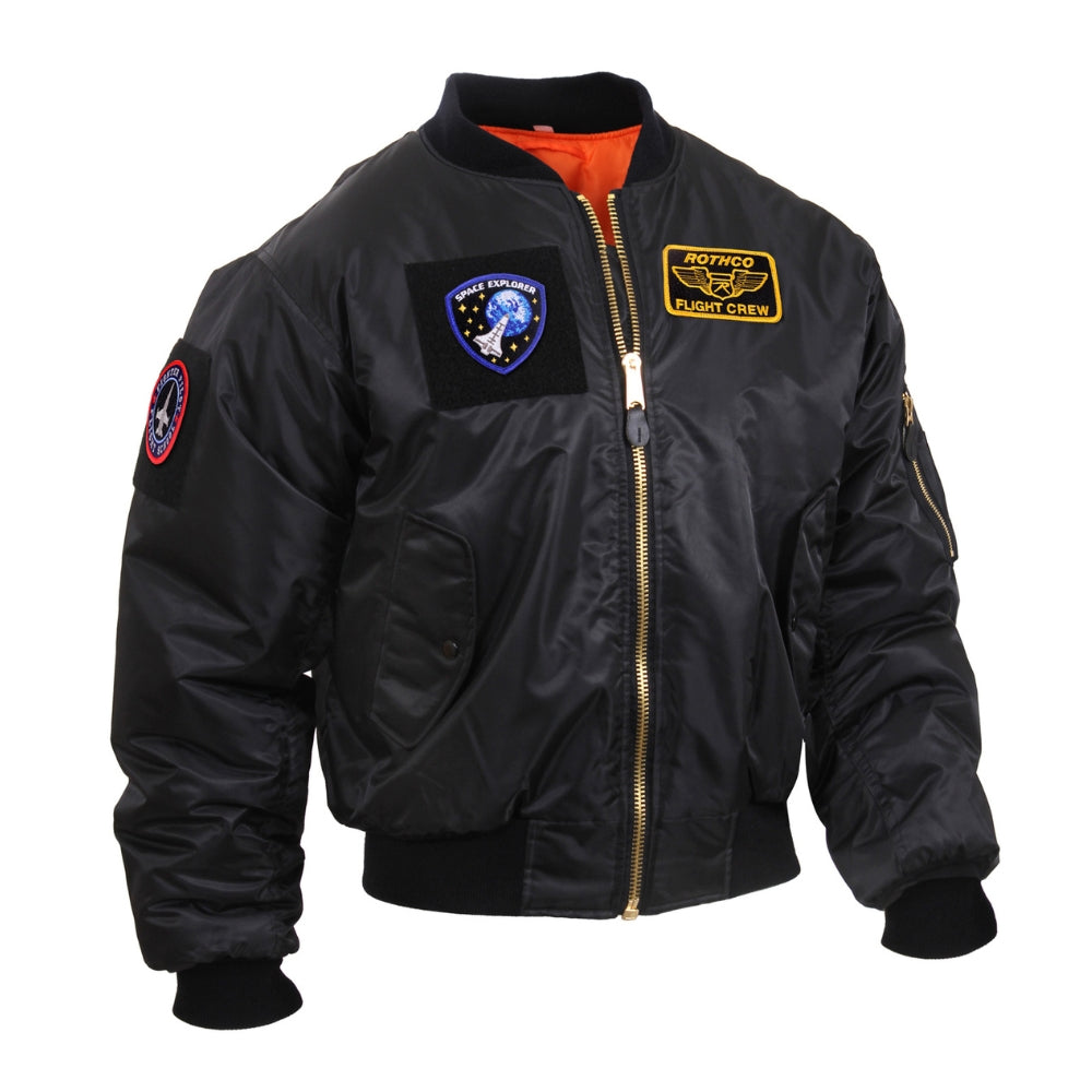 Rothco MA-1 Flight Jacket with Patches (Black) All Security