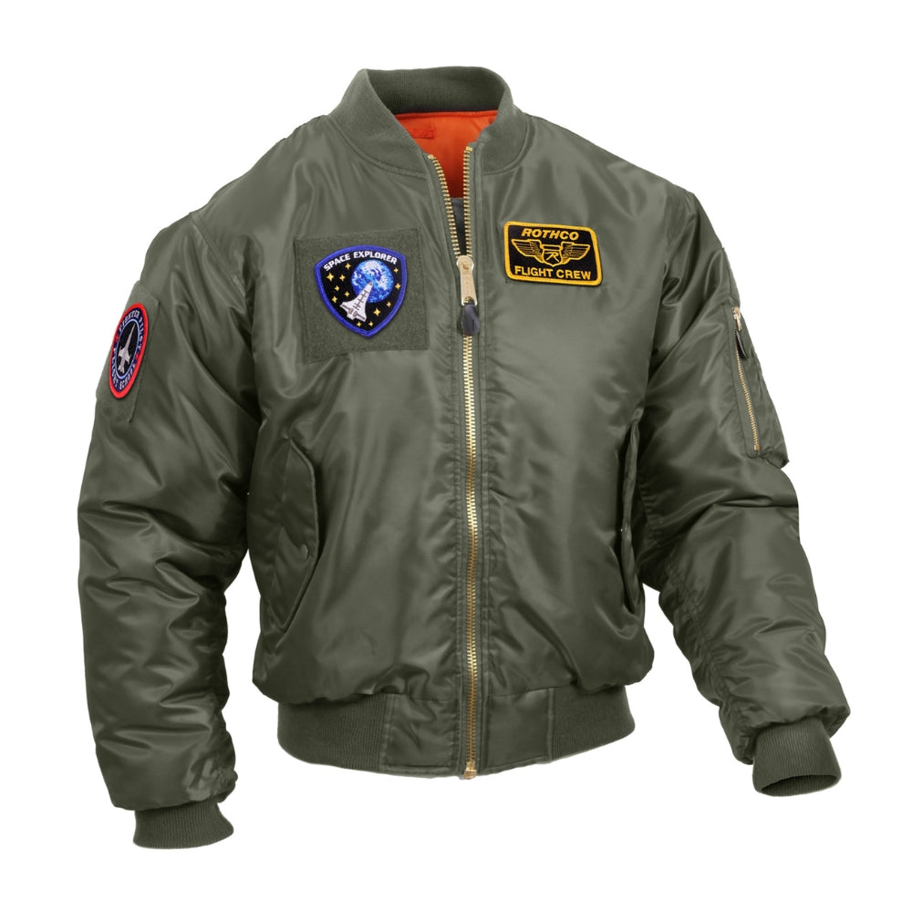 Rothco MA-1 Flight Jacket with Patches (Sage Green) - 2