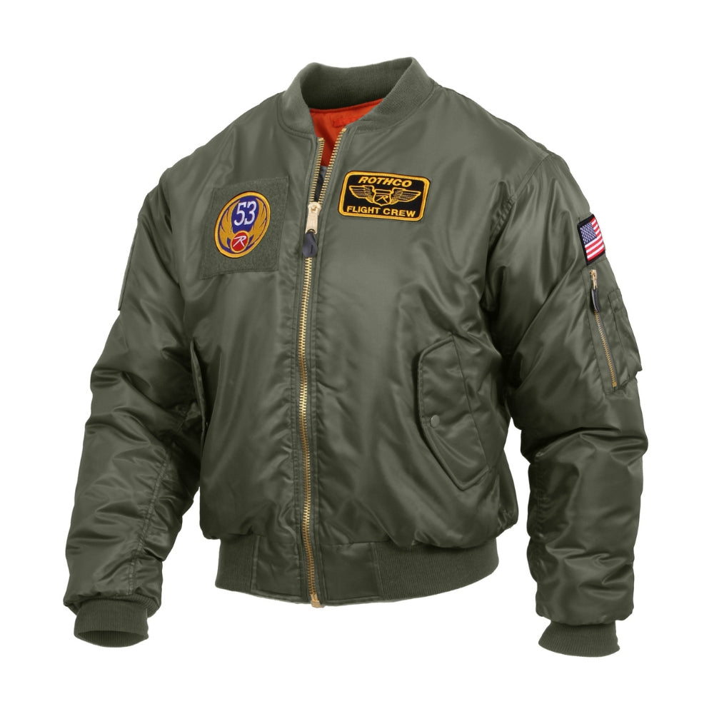 Rothco MA-1 Flight Jacket with Patches (Sage Green) - 3