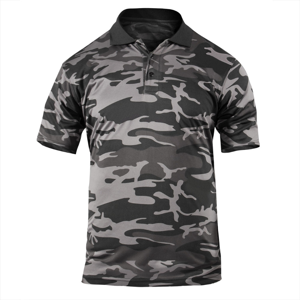 Rothco Moisture Wicking Polo Shirt (Black Camo) | All Security Equipment - 1