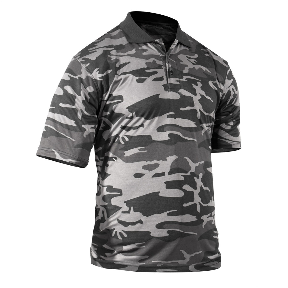 Rothco Moisture Wicking Polo Shirt (Black Camo) | All Security Equipment - 2