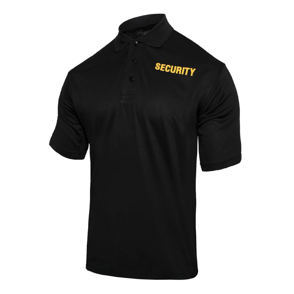 Rothco Moisture Wicking Security Polo Shirt (Black with Gold Lettering) - 1