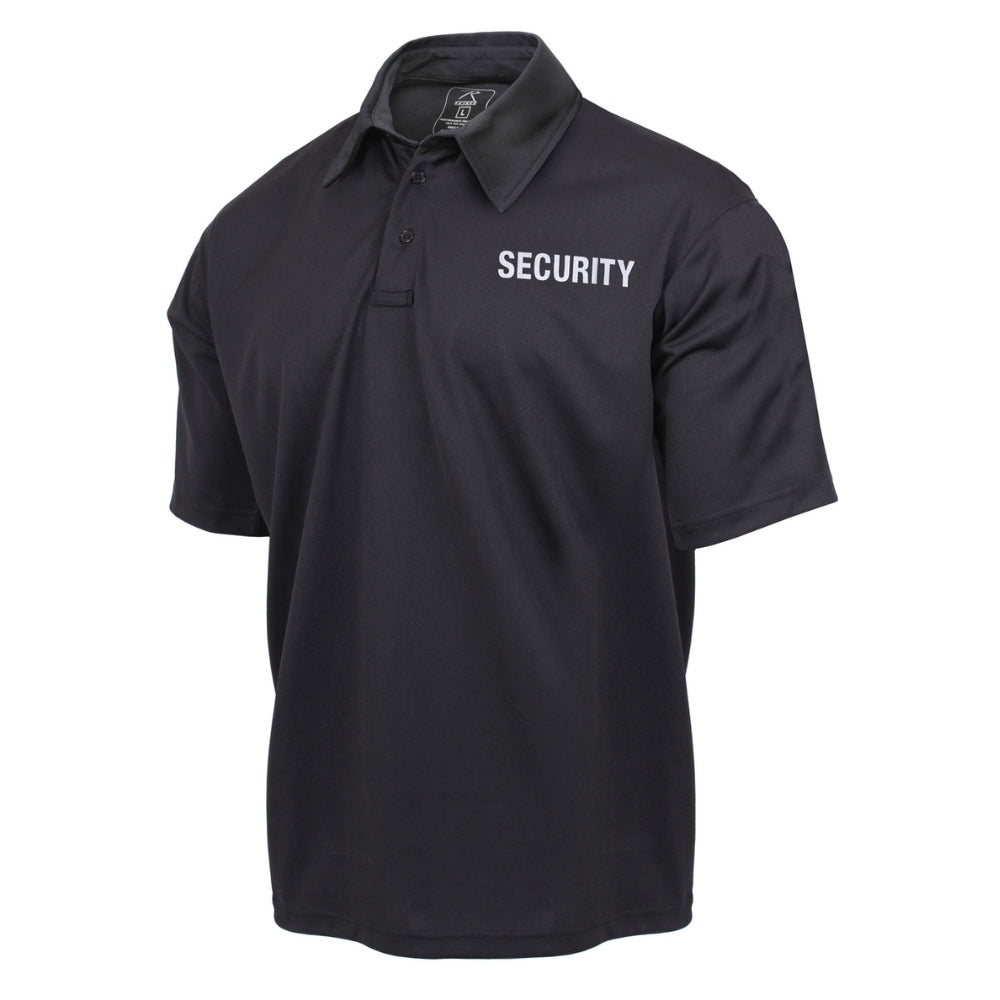 Rothco Moisture Wicking Security Polo Shirt (Black with White Lettering) - 1