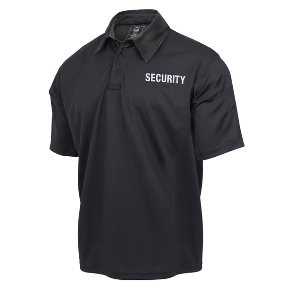 Rothco Moisture Wicking Security Polo Shirt (Black with White Letterin