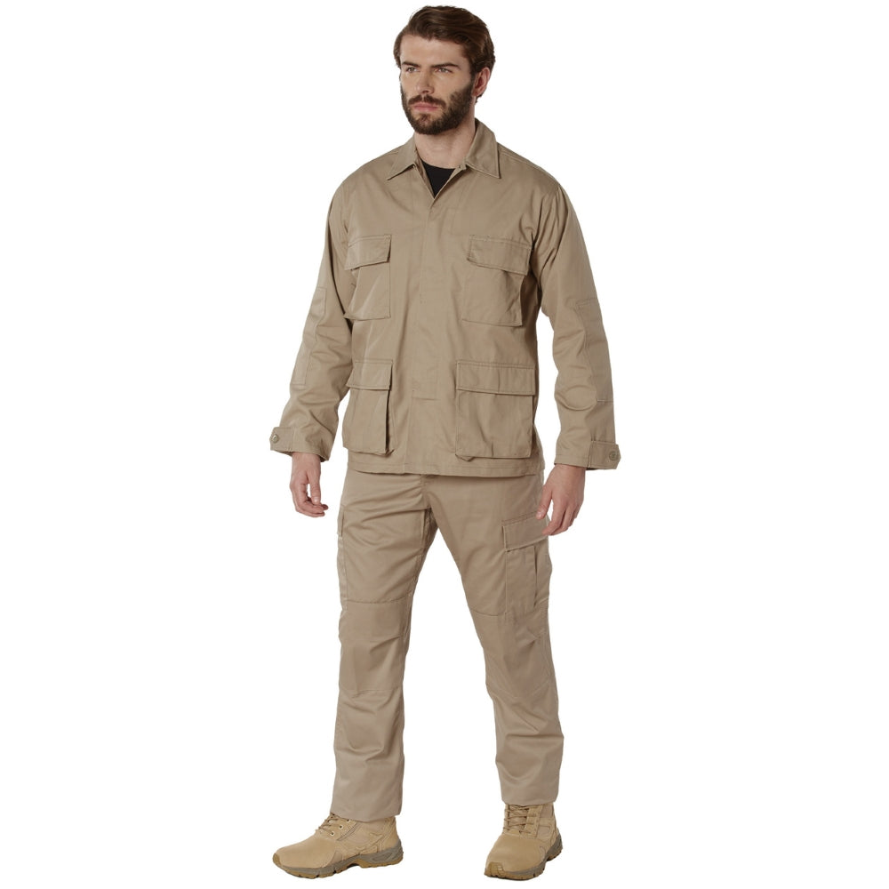 Rothco Poly/Cotton Twill Solid BDU Shirts (Khaki) - 6