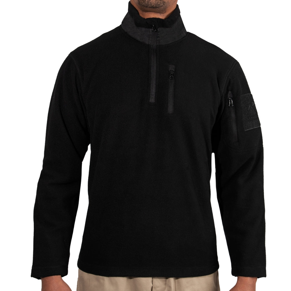 Rothco Quarter Zip Fleece Pullover (Black) | All Security Equipment - 1