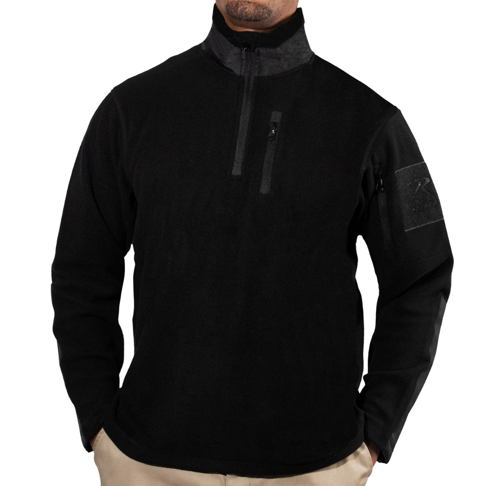 Rothco Quarter Zip Fleece Pullover (Black) | All Security Equipment - 2