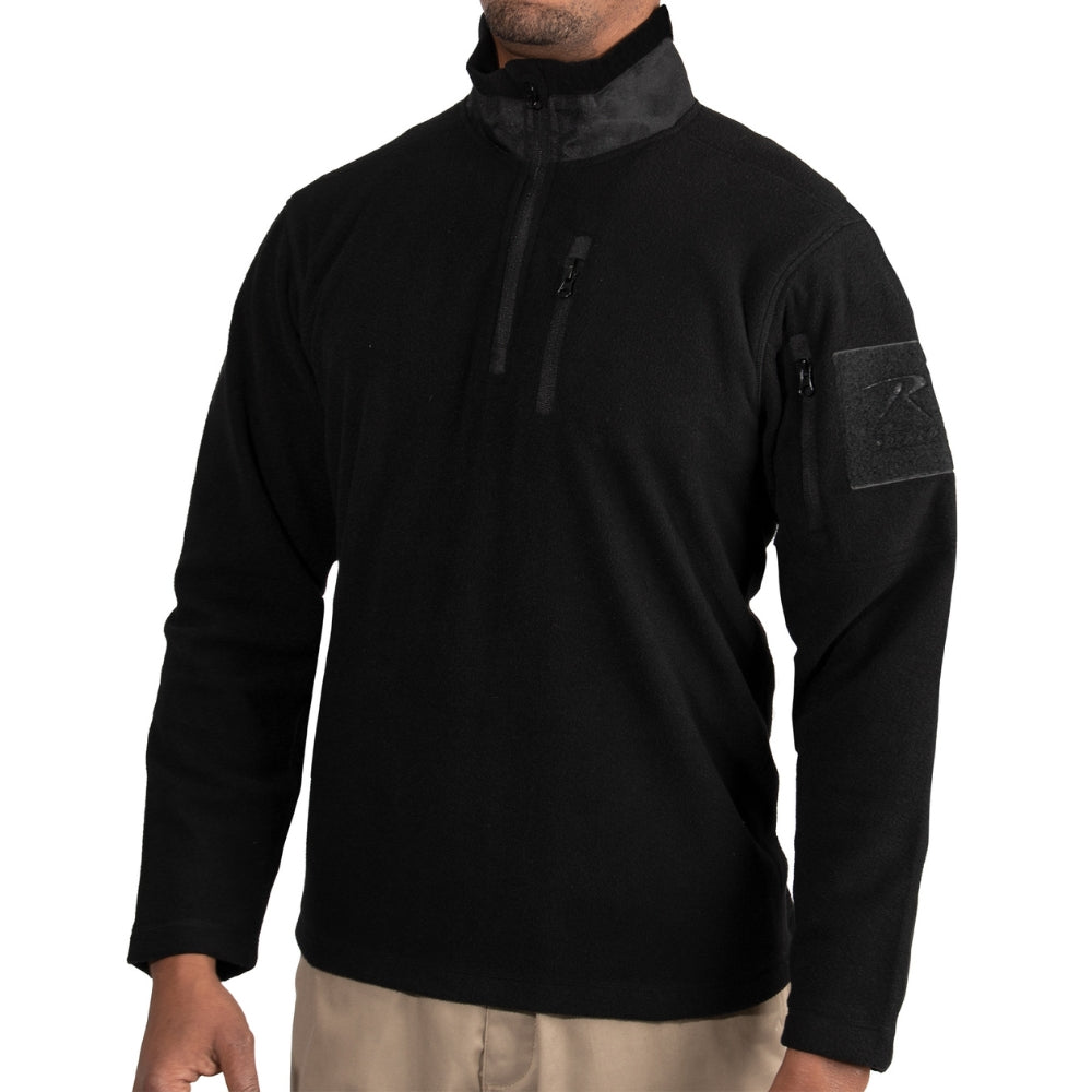 Rothco Quarter Zip Fleece Pullover (Black) | All Security Equipment - 3