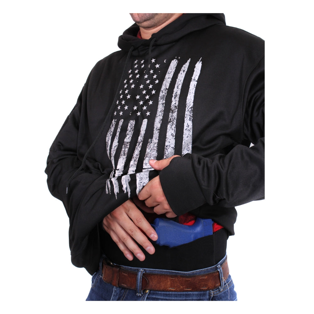 Rothco U.S. Flag Concealed Carry Hoodie (Black) | All Security Equipment - 2