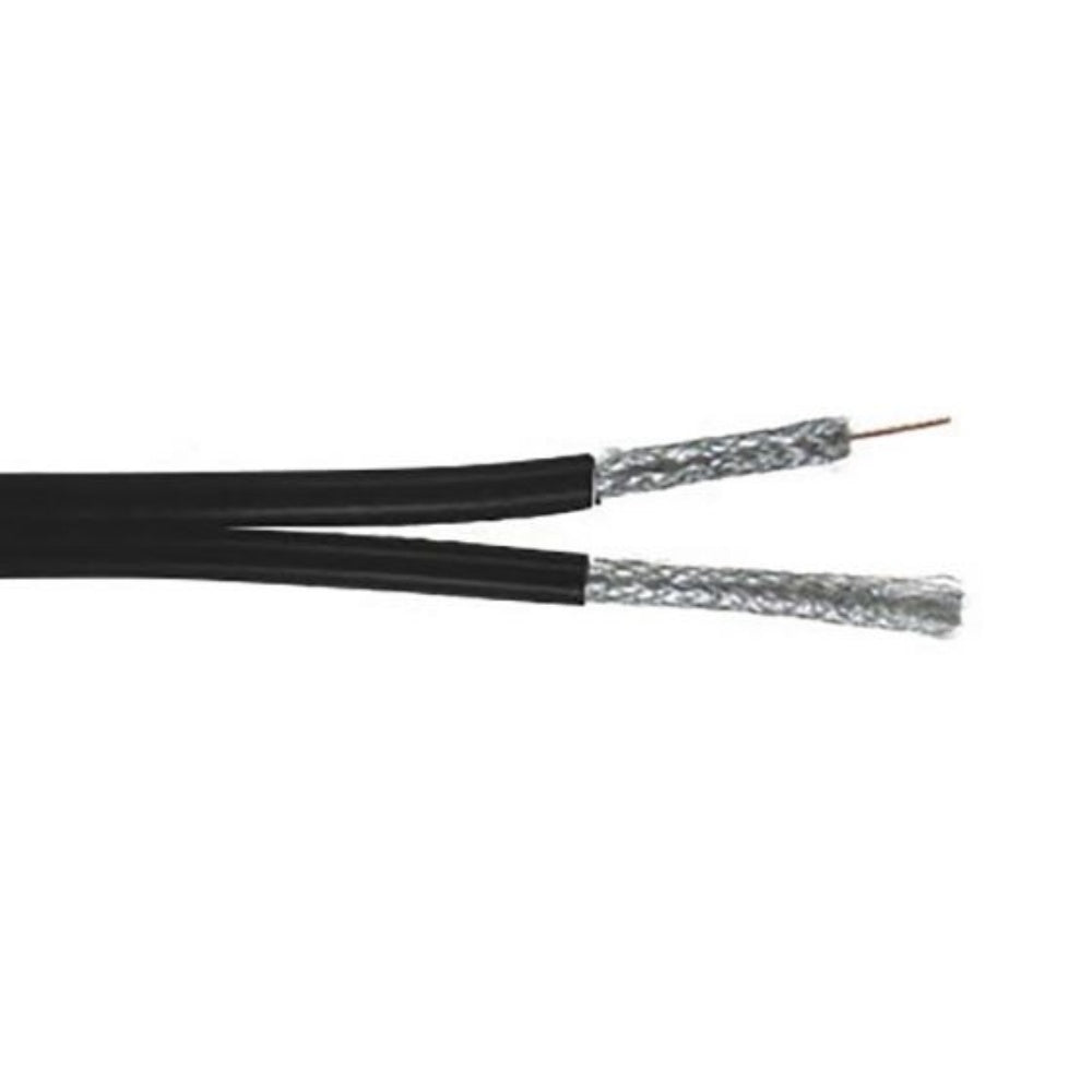 SCP RG6/U Quad Siamese Dual Coaxial Cable Black 500 ft. RG6/UQ-S-BC-BK