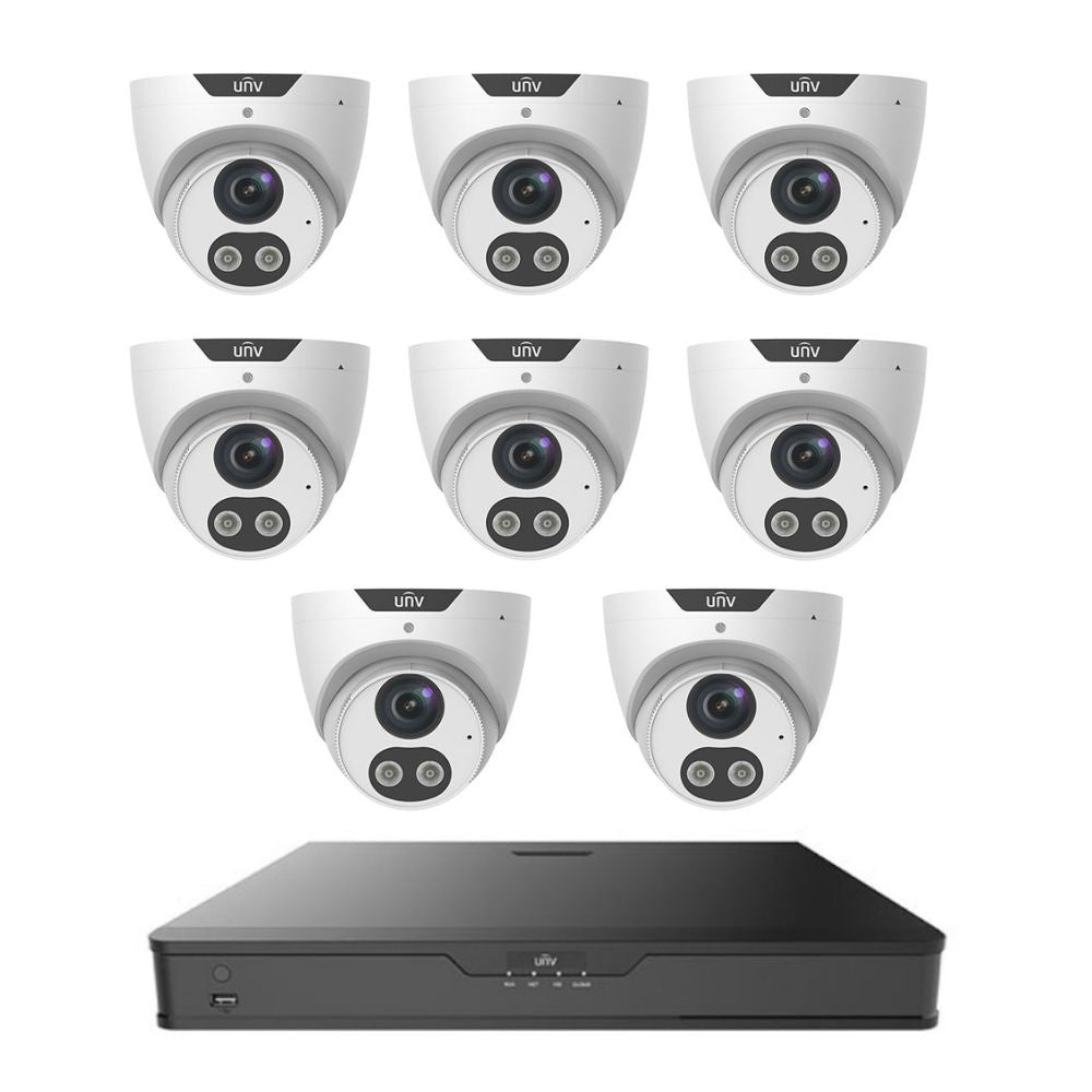 UNV 8 Channel 4MP IP Camera System 4.0mm with LED and Alarm 4MPTLED840