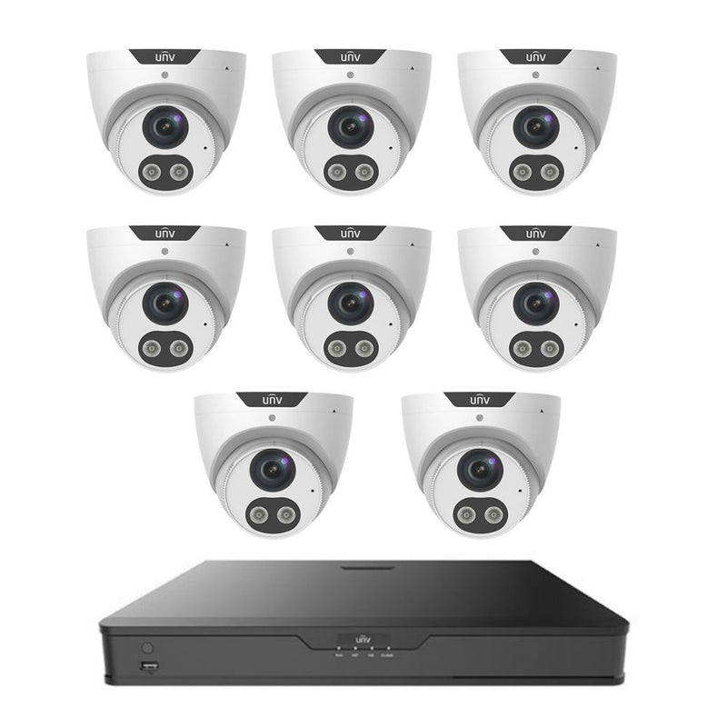 UNV 8 Channel IP Security Camera System 8MP LED and Alarm 8MPTLED840