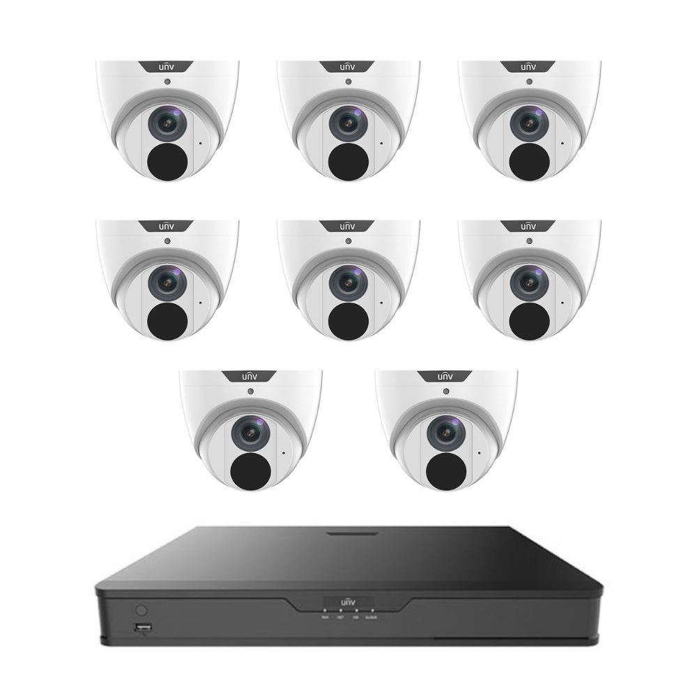 UNV 8 Channel IP Security Camera System with 8 Cameras 2.8mm 4MPT828