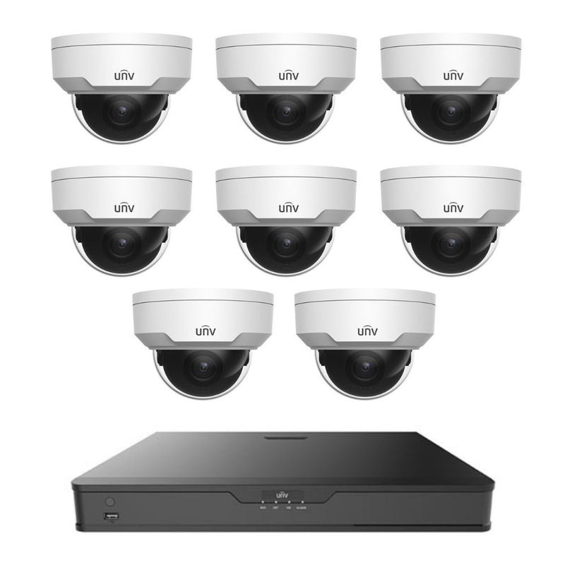 UNV 8 Channel IP Security Camera System with 8 Dome Cameras 4MPD840