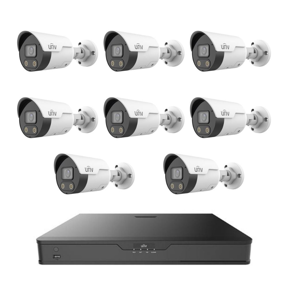 UNV 8 Channel IP Security Camera System with 8 HD Cameras 8MPBLED828