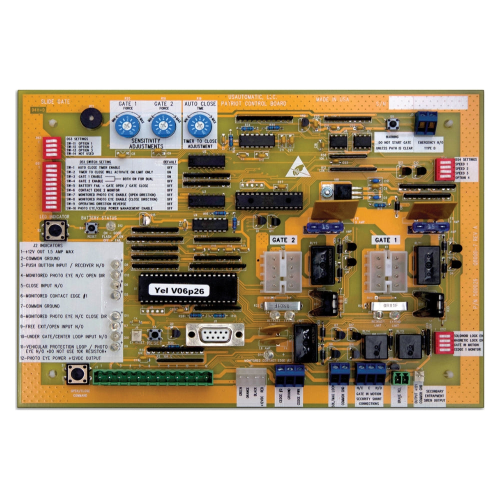 USAutomatic Patriot Control Board - Yellow Slide Gate Operator 