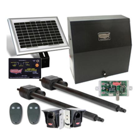 USAutomatic Patriot II Solar Charged Dual Swing Gate Opener Kit 020075-UL Includes Receiver and Two Remotes