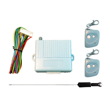 Wireless Kit Model ASE-TSFASKIT433-2K Includes A Long Range (433 MHz) Receiver (150'+ Range) With Two 2 Channel Mini Keychain Transmitters